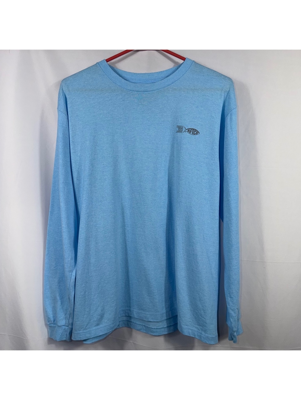 AFTCO Men’s Blue Long Sleeve Fishing T-Shirt Fish Graphic Size XL